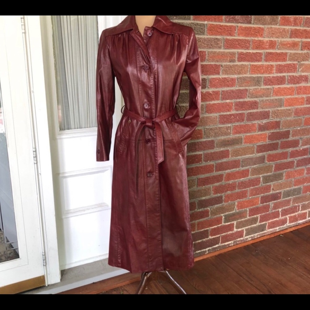 Oxblood Leather Vintage Aigner Trench Coat
